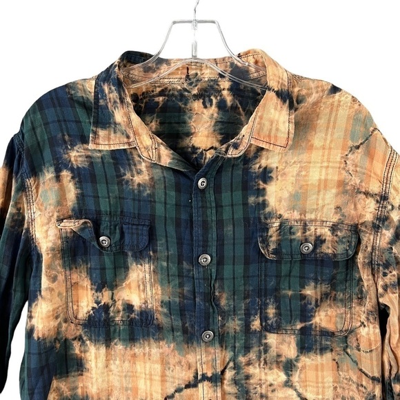 Paperback Originals Mens Button Down Bleached Plaid Size Medium EUC - Picture 4 of 9